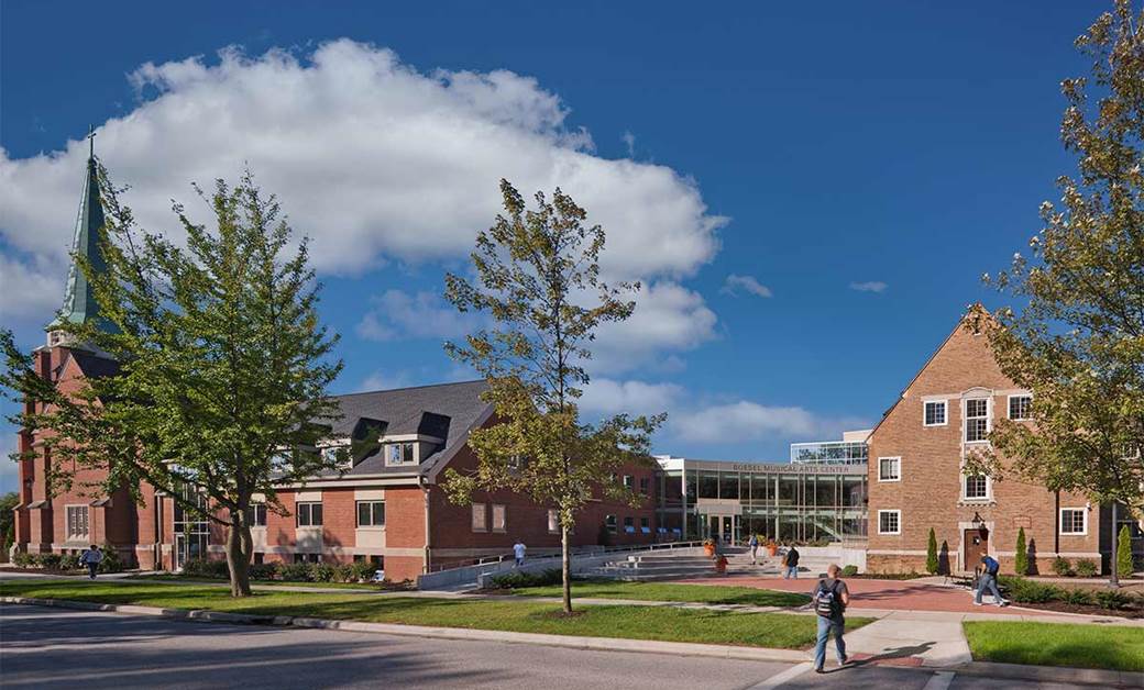 Conservatory exterior on campus