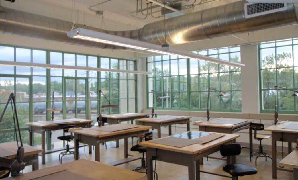 Classroom with desks