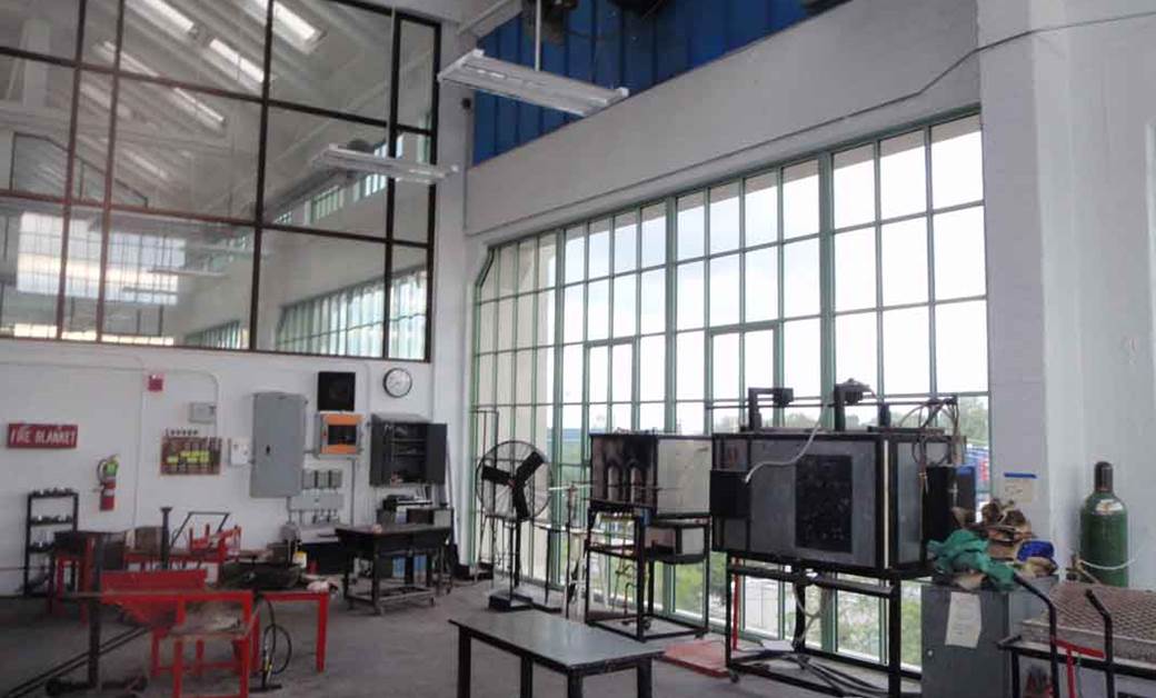 Cleveland Institute of Art interior with tables and fans